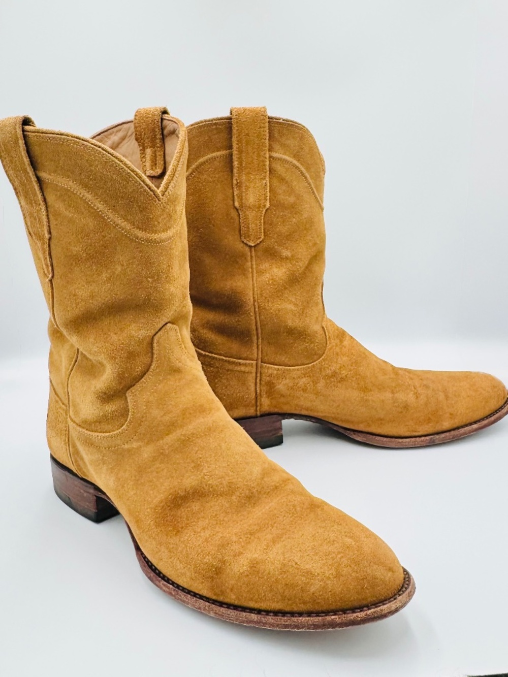 Tecovas The Johnny Cowboy Boots Men's 12.5 D Suede Leather Honey Camel Western